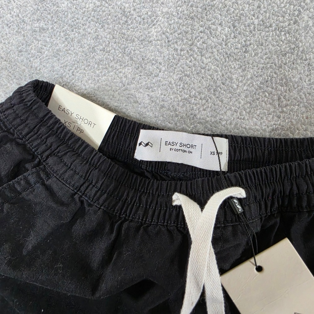 Cotton On Mens Easy Short Black Textured Elastic Waist Drawstring XS 361894-31 - Picture 2 of 6